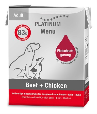 Adult Menu Beef + Chicken Våtfoder till Hund - 12 x 375 g - Platinum
