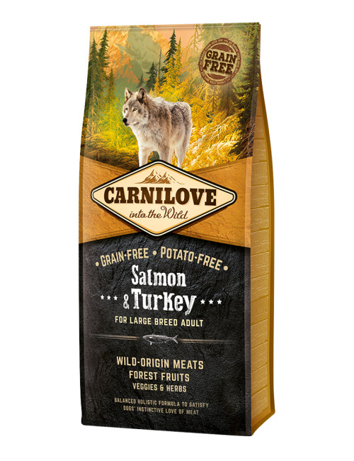 Salmon & Turkey Adult Large Breed Torrfoder för Hundar - 12 kg - Carnilove