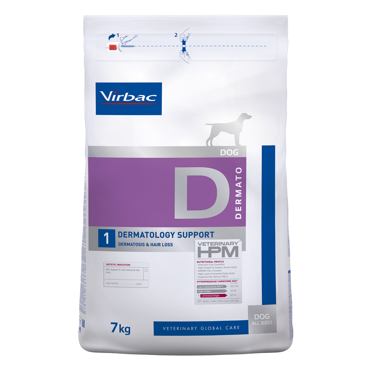 Dermato 1 Torrfoder till Hund - 7 kg - Virbac