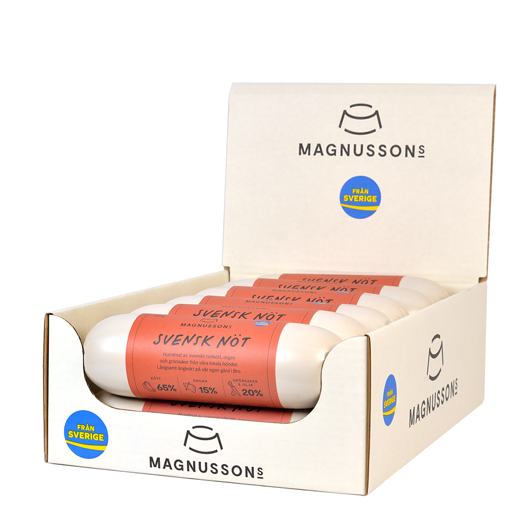 Svensk Nöt, Ångkokt Hundfoder - 12 x 650 g - Magnussons