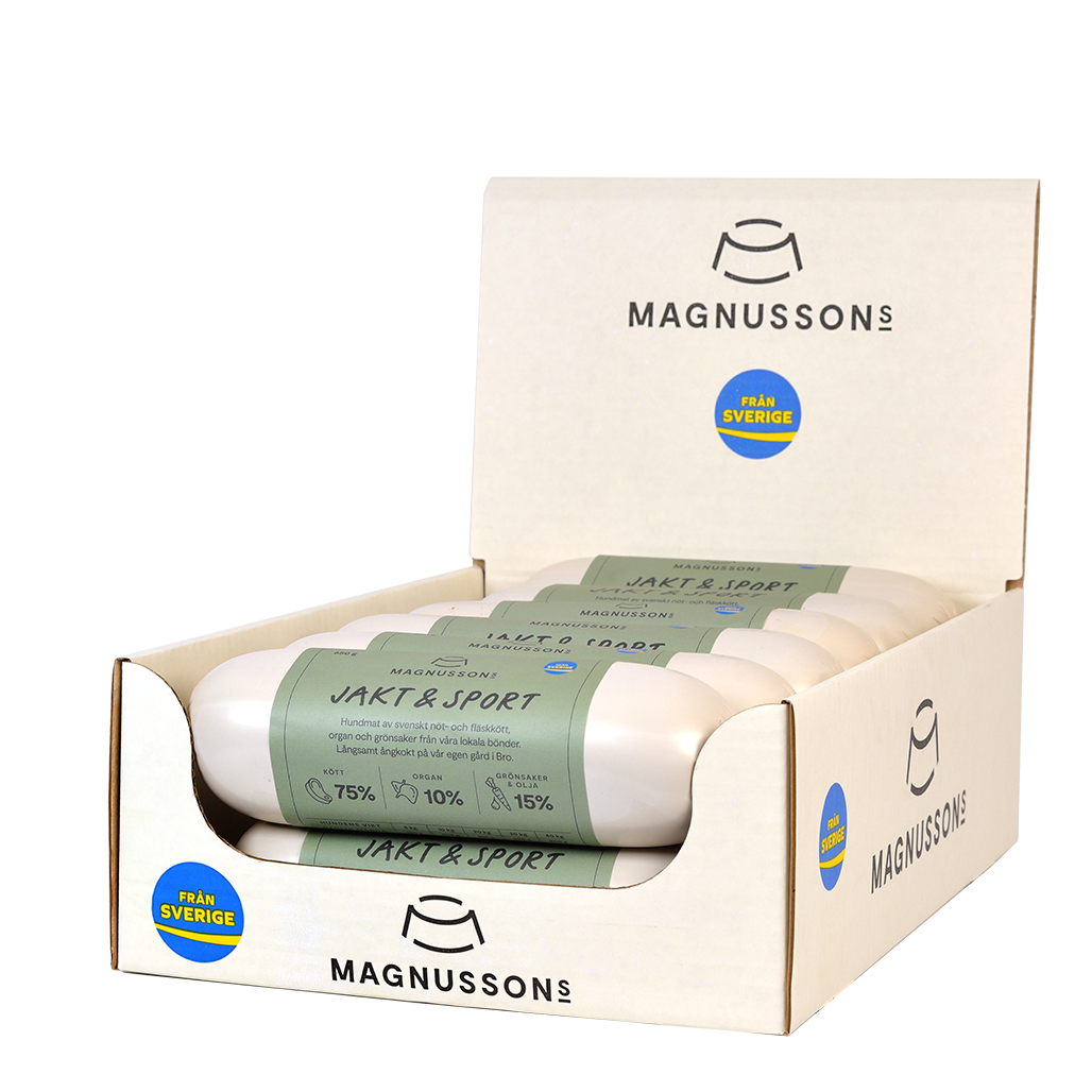 Jakt & Sport, Ångkokt Hundfoder - 12 x 650 g - Magnussons