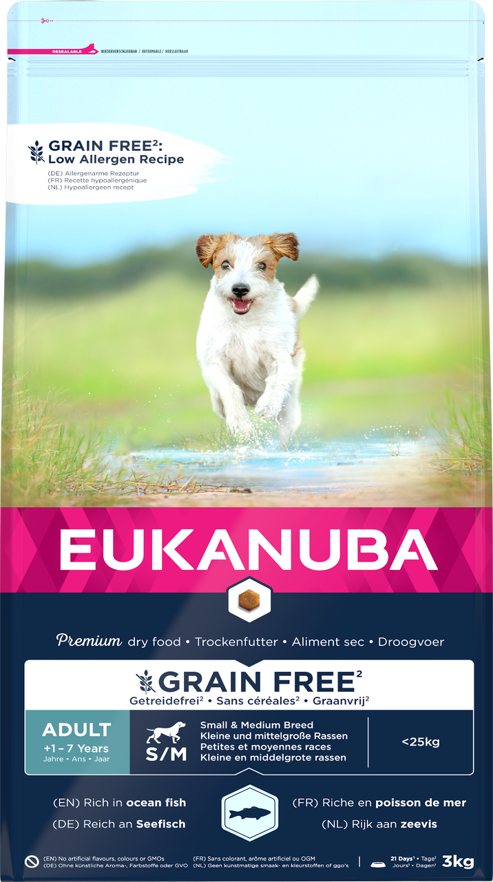 Grain Free Adult Small/Medium för hund - 3 kg - Eukanuba
