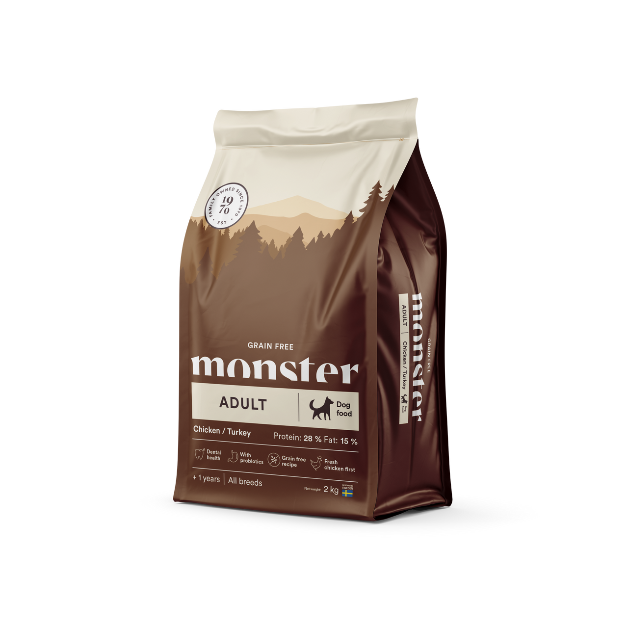 Dog Grain Free Adult All Breed Chicken/Turkey - 2 kg - Monster
