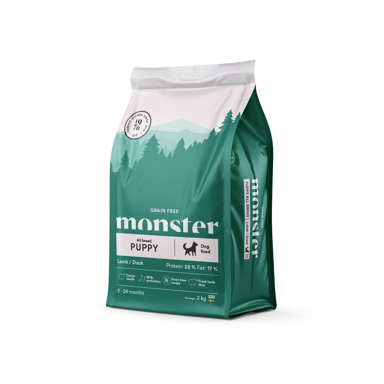 Dog Grain Free Puppy All Breed Lamb/Duck - 2 kg - Monster