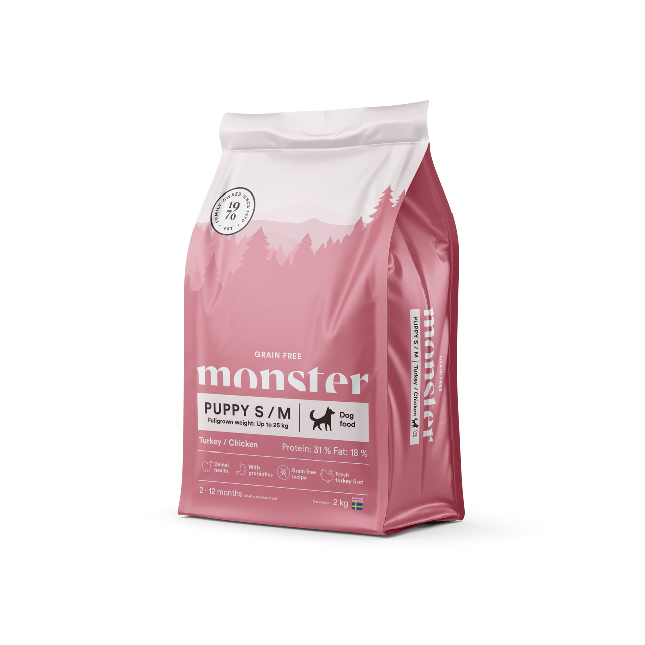 Dog Grain Free Puppy Small/Medium Turkey & Chicken - 2 kg - Monster