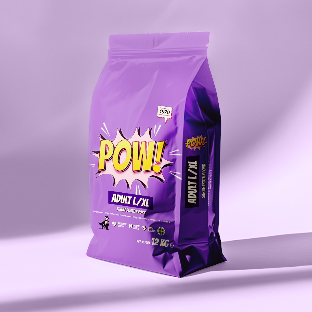 Dog Adult Large/X-Large Pork Torrfoder för Hund - 12 kg - Pow!
