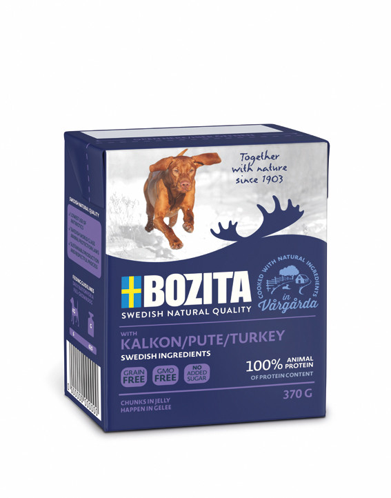 Kalkonbitar  i Gelé för hund - 6 st x 370 g - Bozita