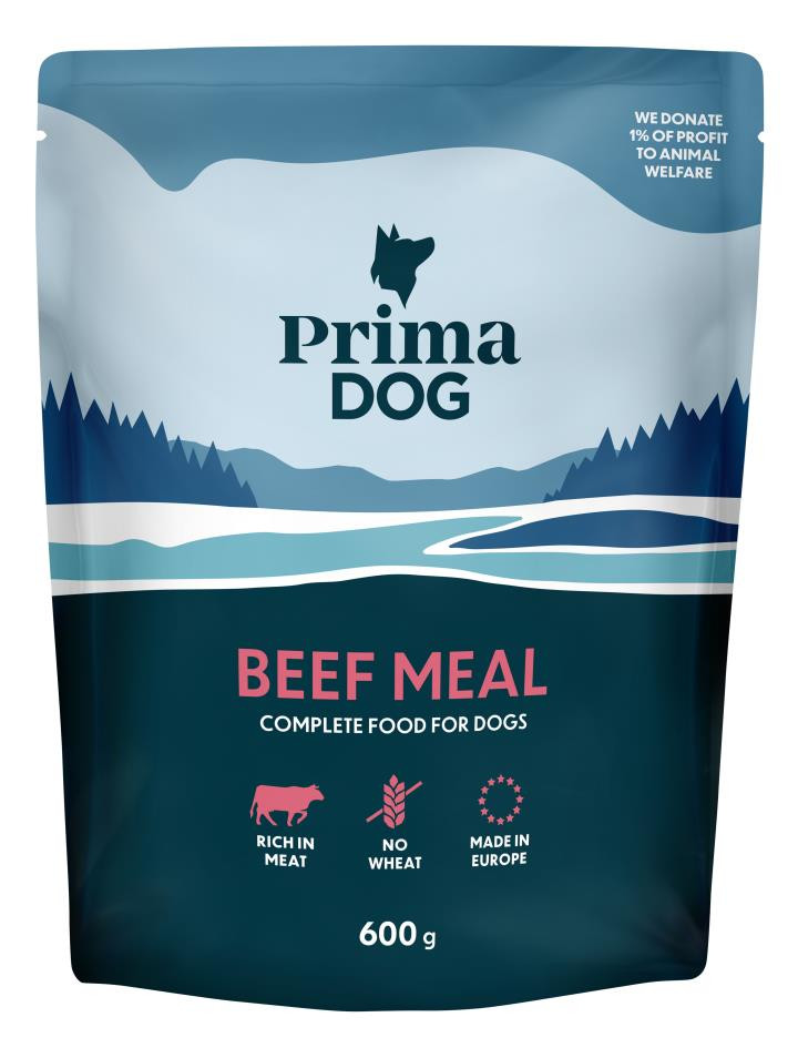 Portionsmåltid med Biffsmak för hund - 8 x 600 g - PrimaDog