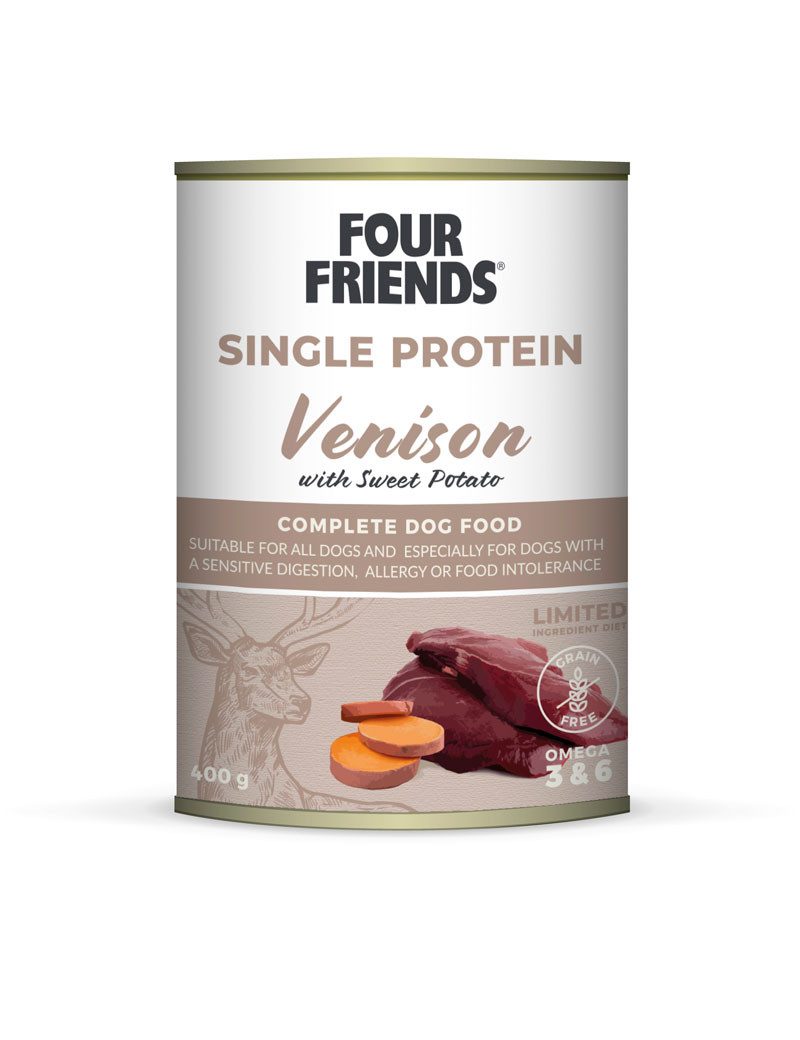 Single Protein Venison & Sweet Potato Våtfoder för hund - 6 st x 400 g - FourFriends