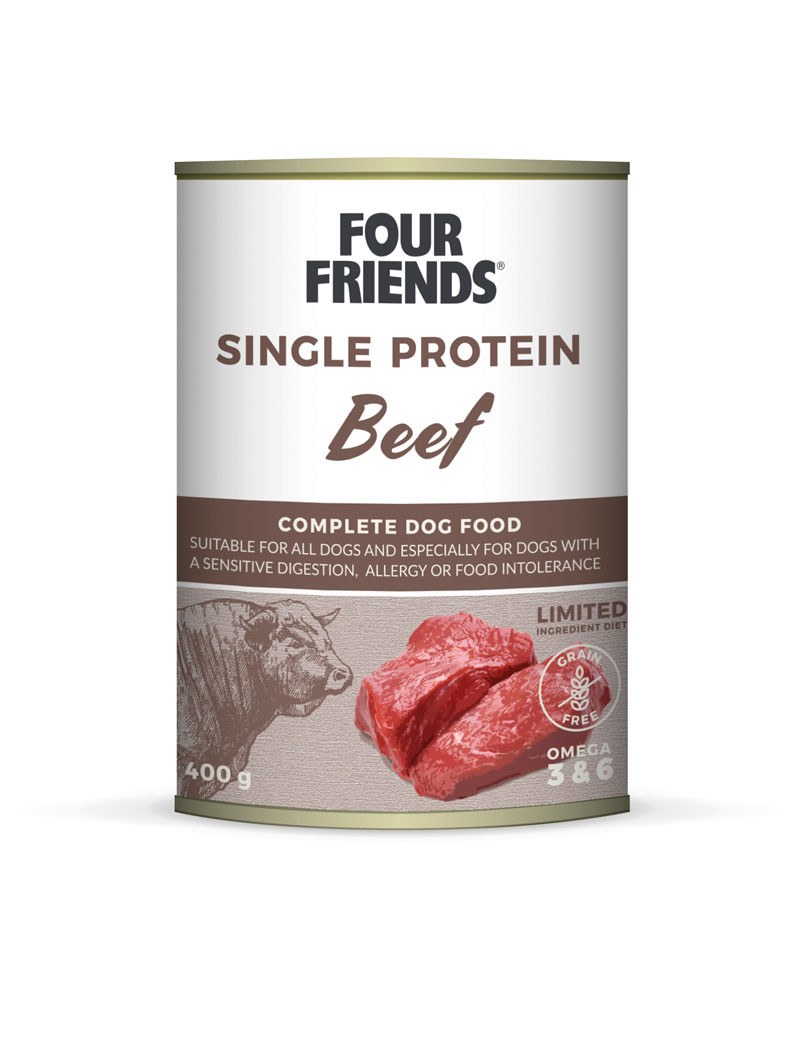 Single Protein Beef Våtfoder för hund - 6 st x 400 g - FourFriends