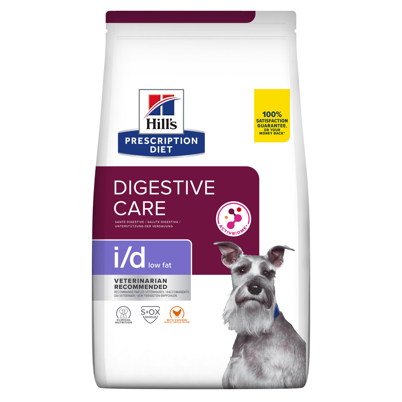 Prescription Diet i/d Digestive Care Low Fat Hundfoder med Kycklingsmak - 4 kg - Hill’s
