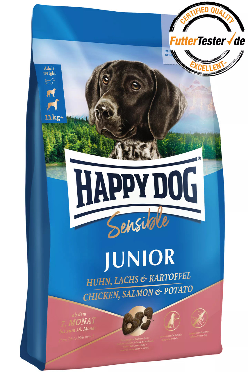 Sensible Junior Kyckling, Lax & Potatis Hundfoder - 4 kg - HappyDog