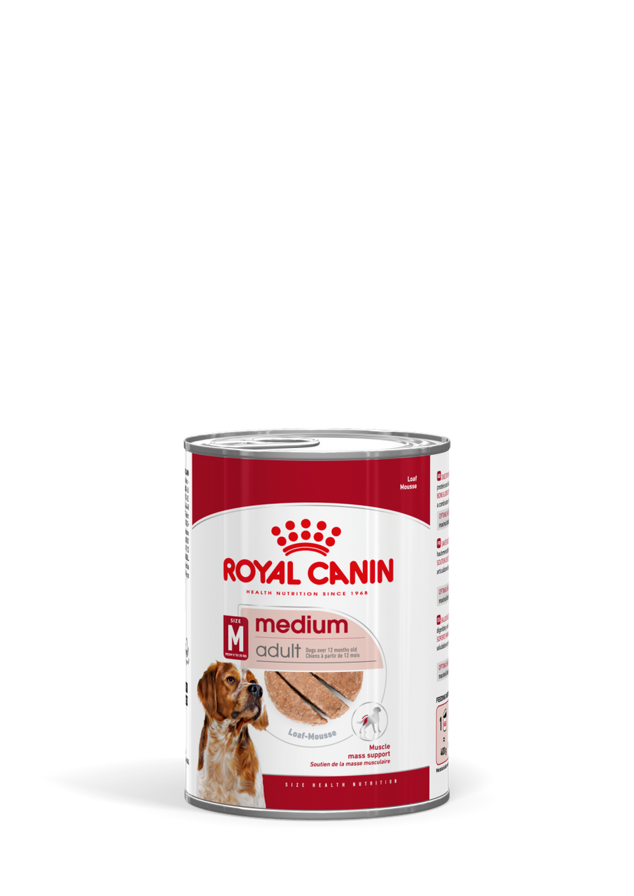 Medium Adult Loaf Can Våtfoder till Mellanstora Hundar - 12 x 410 g - Royal Canin