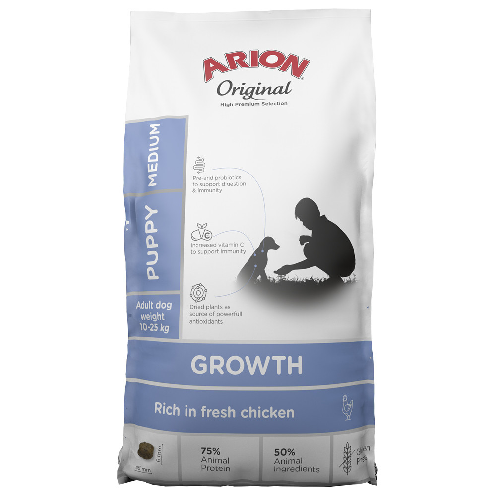 Original Growth Chicken Medium Torrfoder för Valpar - 12 kg - Arion