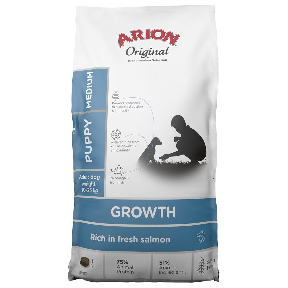 Original Growth Fish Medium Torrfoder för Valpar - 2 kg - Arion