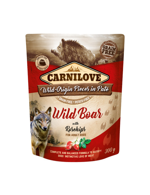 Pouch Paté Wild Boar with Rosehips Våtfoder till Hund - 12 x 300 g - Carnilove
