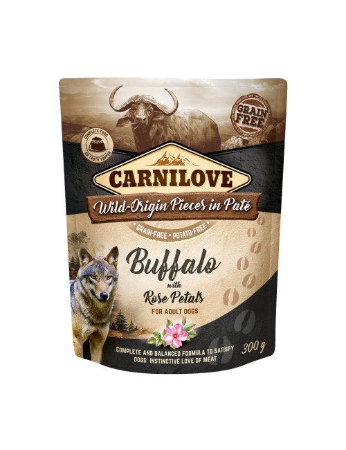 Pouch Paté Buffalo with Rose Petals Våtfoder till Hund - 12 x 300 g - Carnilove
