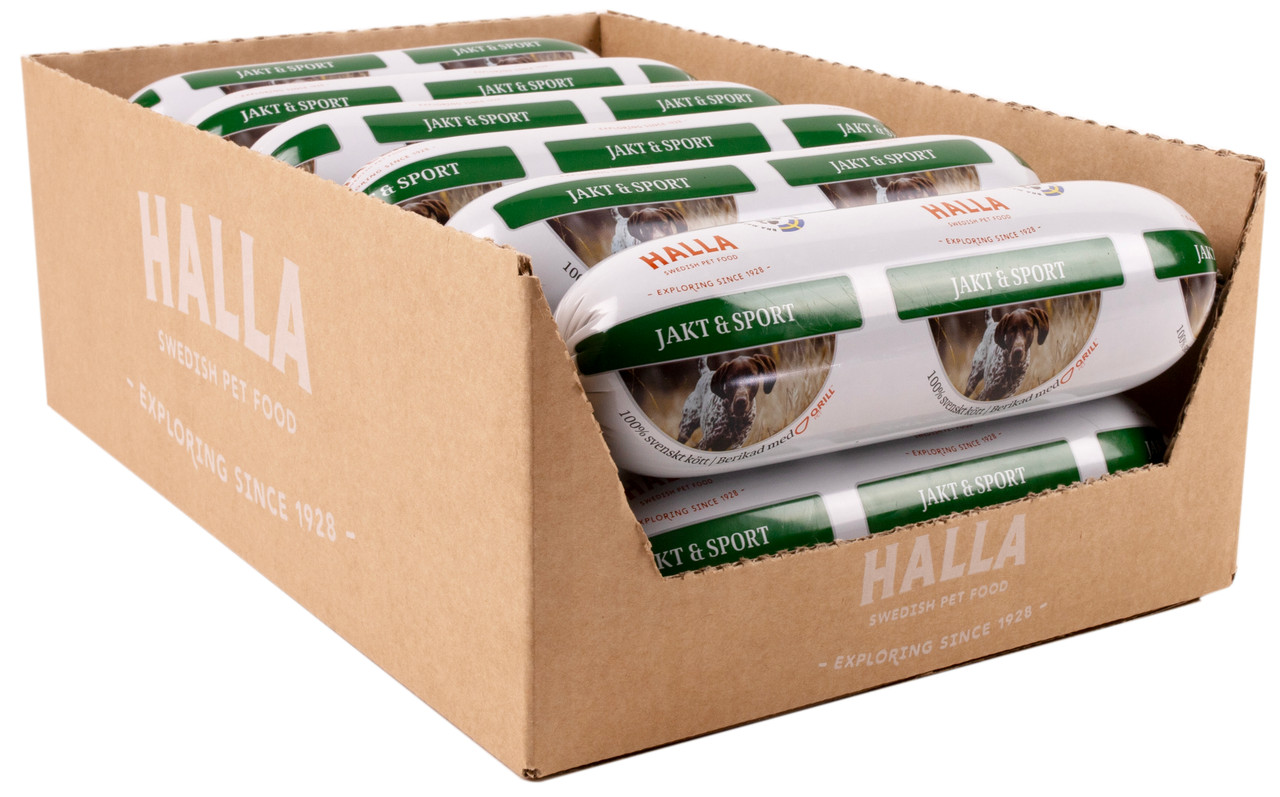 Svenskt ångkokt Hundfoder, Jakt & Sport - 12 x 650 g - Halla Pet Food