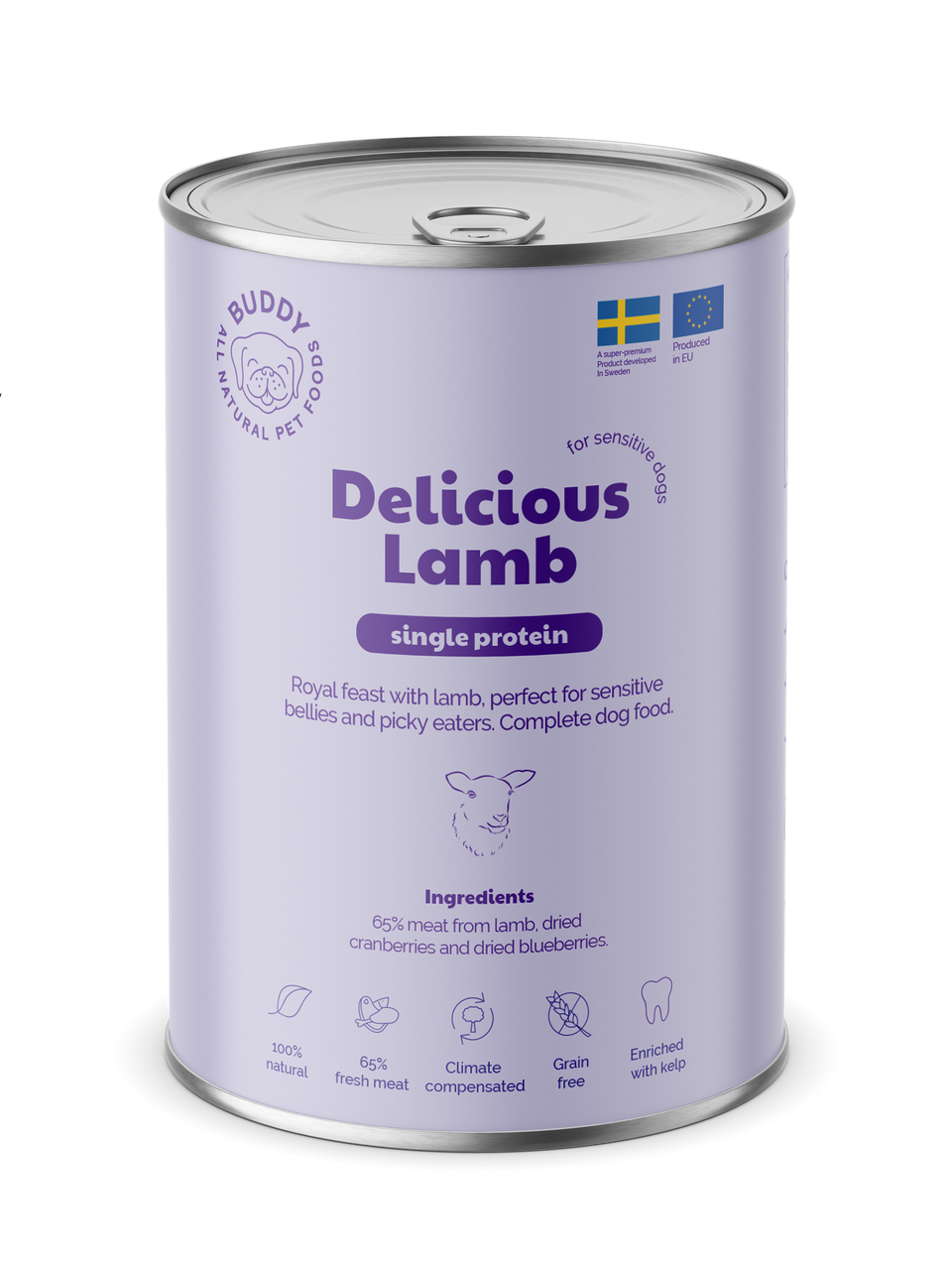 Delicious Lamb Våtfoder för Hund - 6 x 400 g - Buddy Pet Food