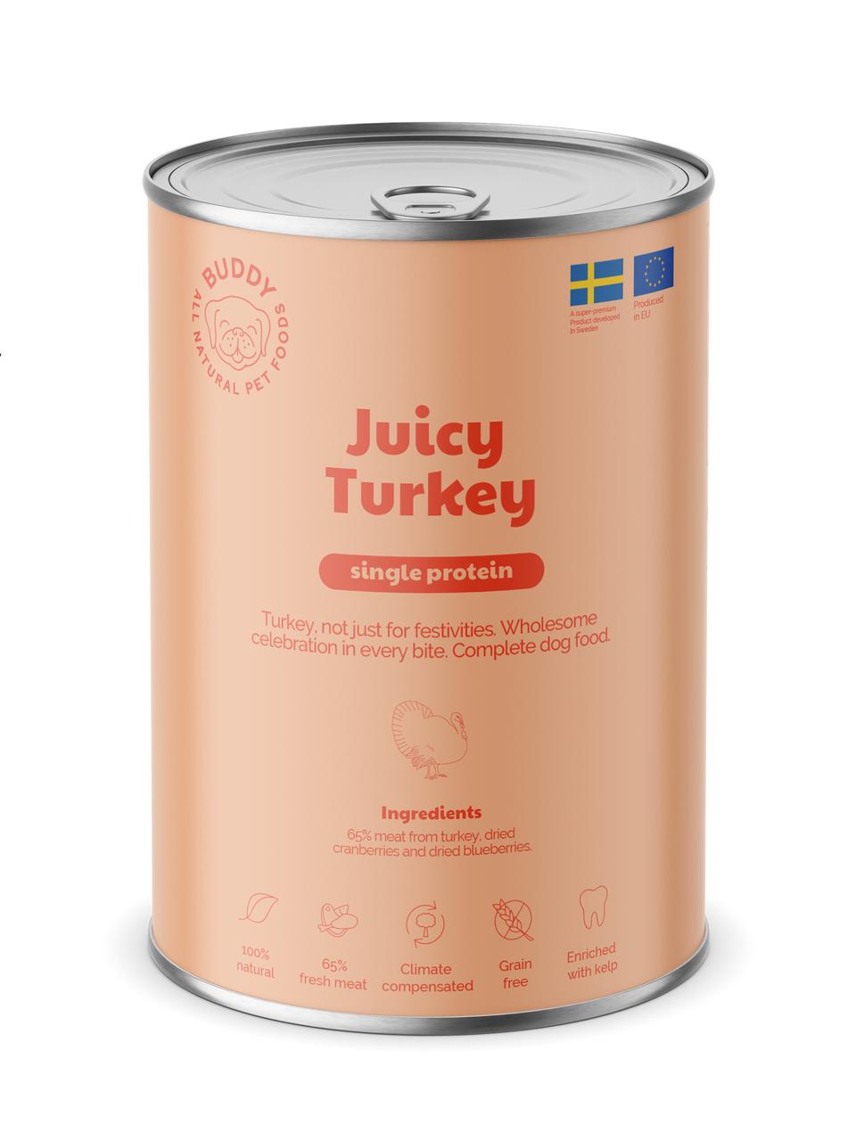 Juicy Turkey Våtfoder för Hund - 6 x 400 g - Buddy Pet Food