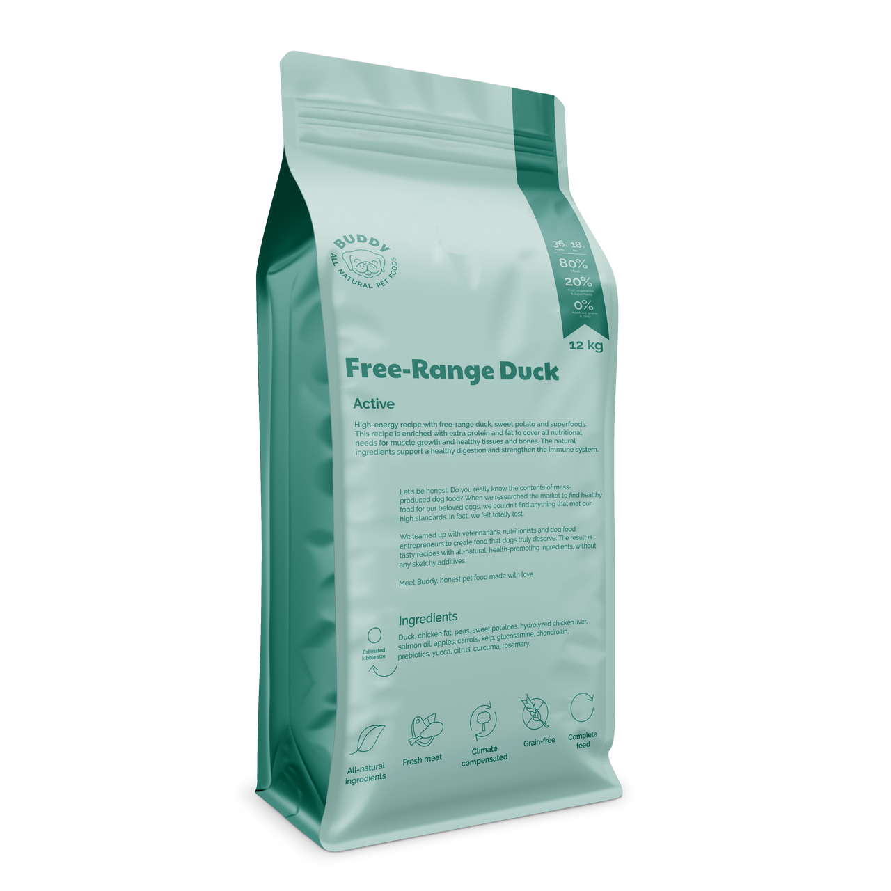 Free-Range Duck Torrfoder för Hund - 12 kg - Buddy Pet Food