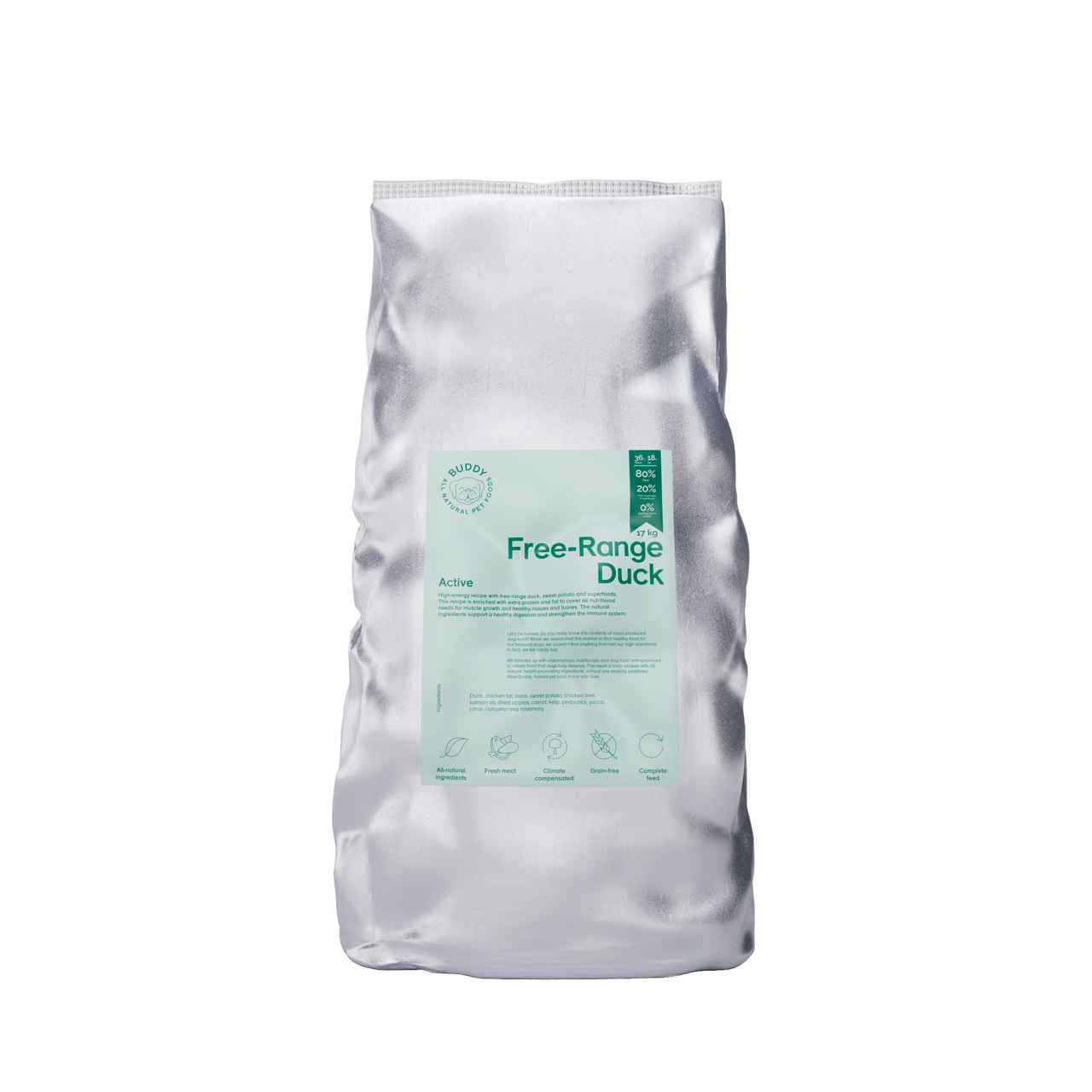 Free-Range Duck Torrfoder för Hund - 17 kg - Buddy Pet Food