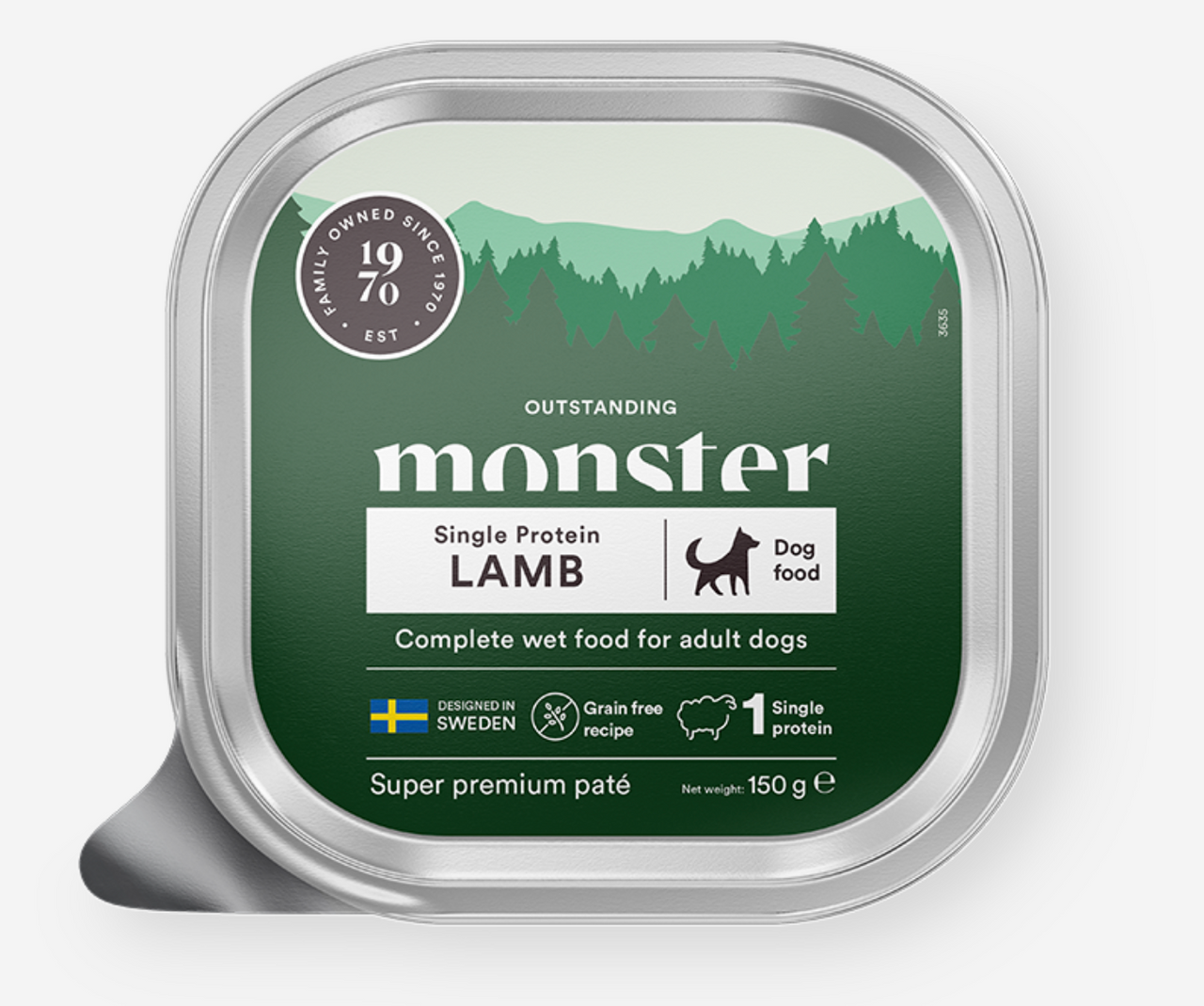 Våtfoder Paté med Lamm för Hund - 12 x 150 g - Monster