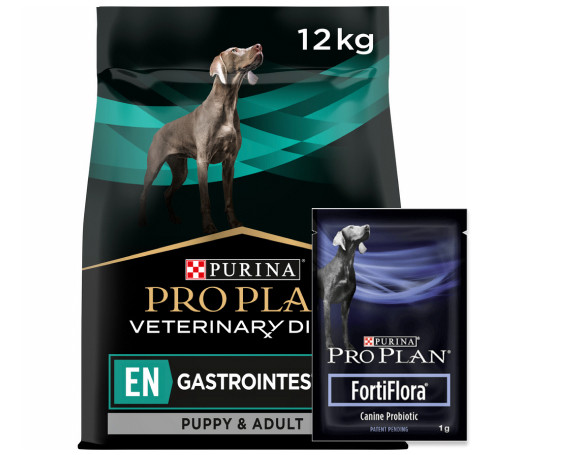 Veterinary Diets EN Gastrointestinal + FortiFlora - 12 kg + 7-pack FortiFlora - Purina Pro Plan