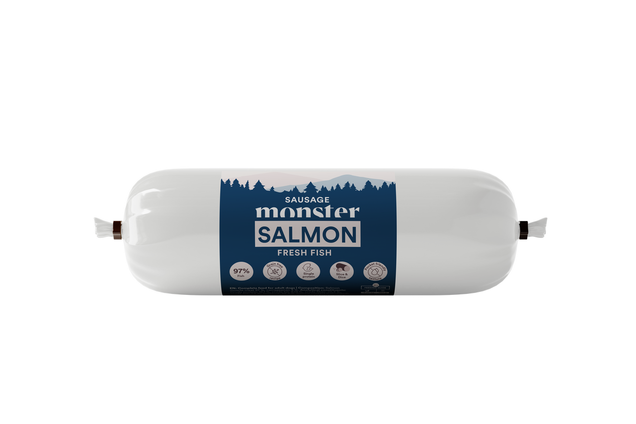 Dog Sausage Salmon Hundfoder - 12 x 400 g - Monster