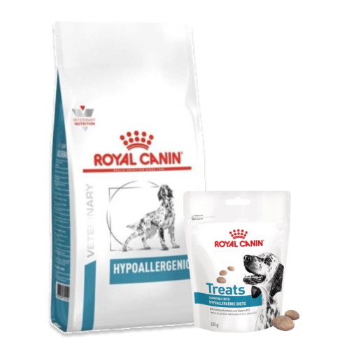 Veterinary Diets Dog Derma Hypoallergenic + godis - 14 kg + 230 g - Royal Canin Veterinary Diets