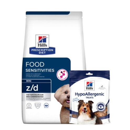 Treats + Prescription Diet z/d Food Sensitives Mini Torrfoder till mindre hund - 6 kg + treats - Hill’s