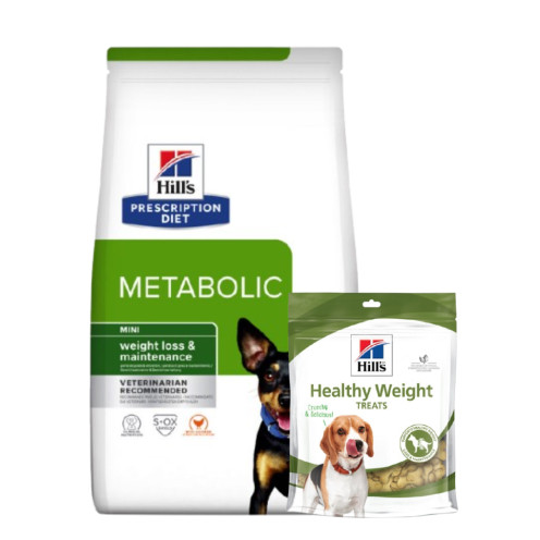 Treats + Prescription Diet Metabolic Weight Management Mini Torrfoder till Små Hundar - 9 kg + treats - Hill’s