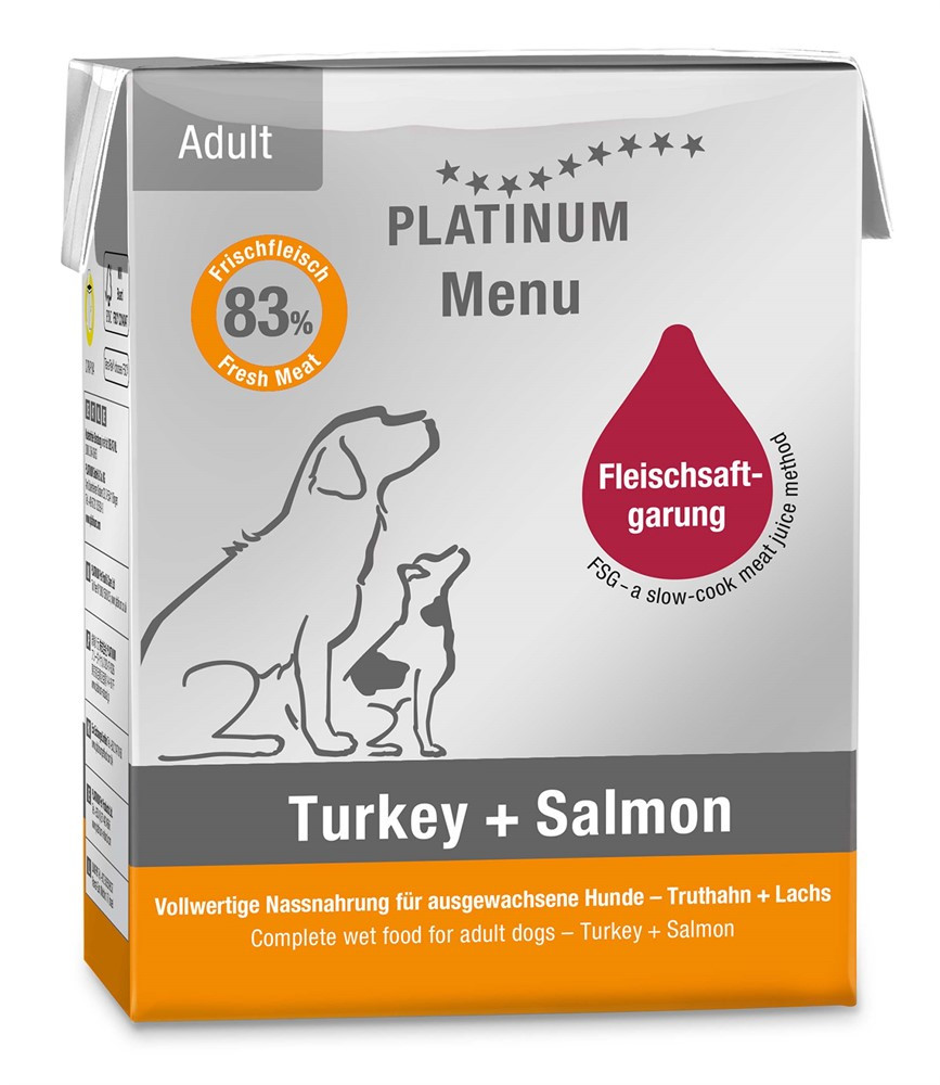 Adult Menu Turkey & Salmon Våtfoder till Hund - 12 x 375 g - Platinum