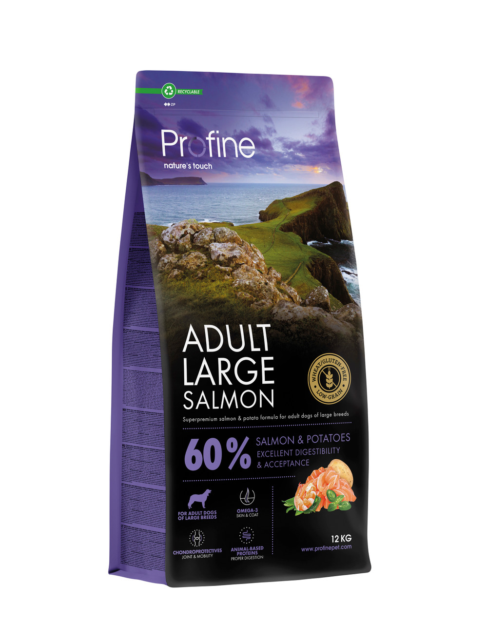 Dog Adult Large Salmon & Potatos Torrfoder för Vuxna Hundar - 12 kg - Profine