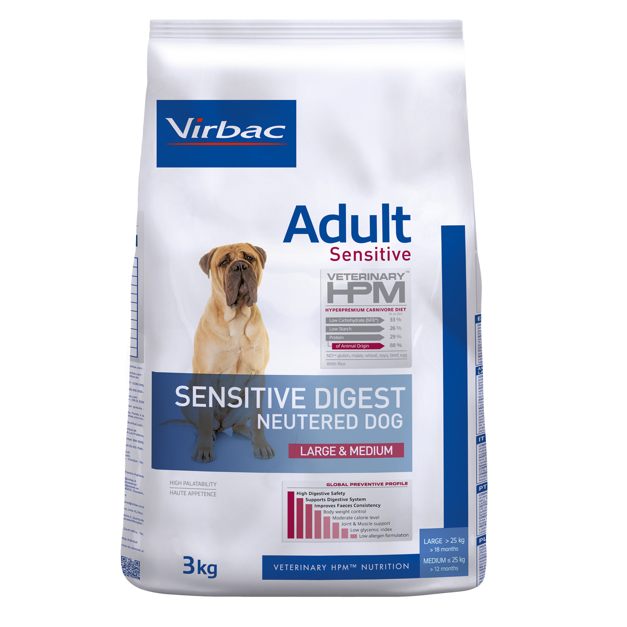 Adult Sensitive Digest Neutered Hundfoder Large & Medium - 3 kg - Virbac