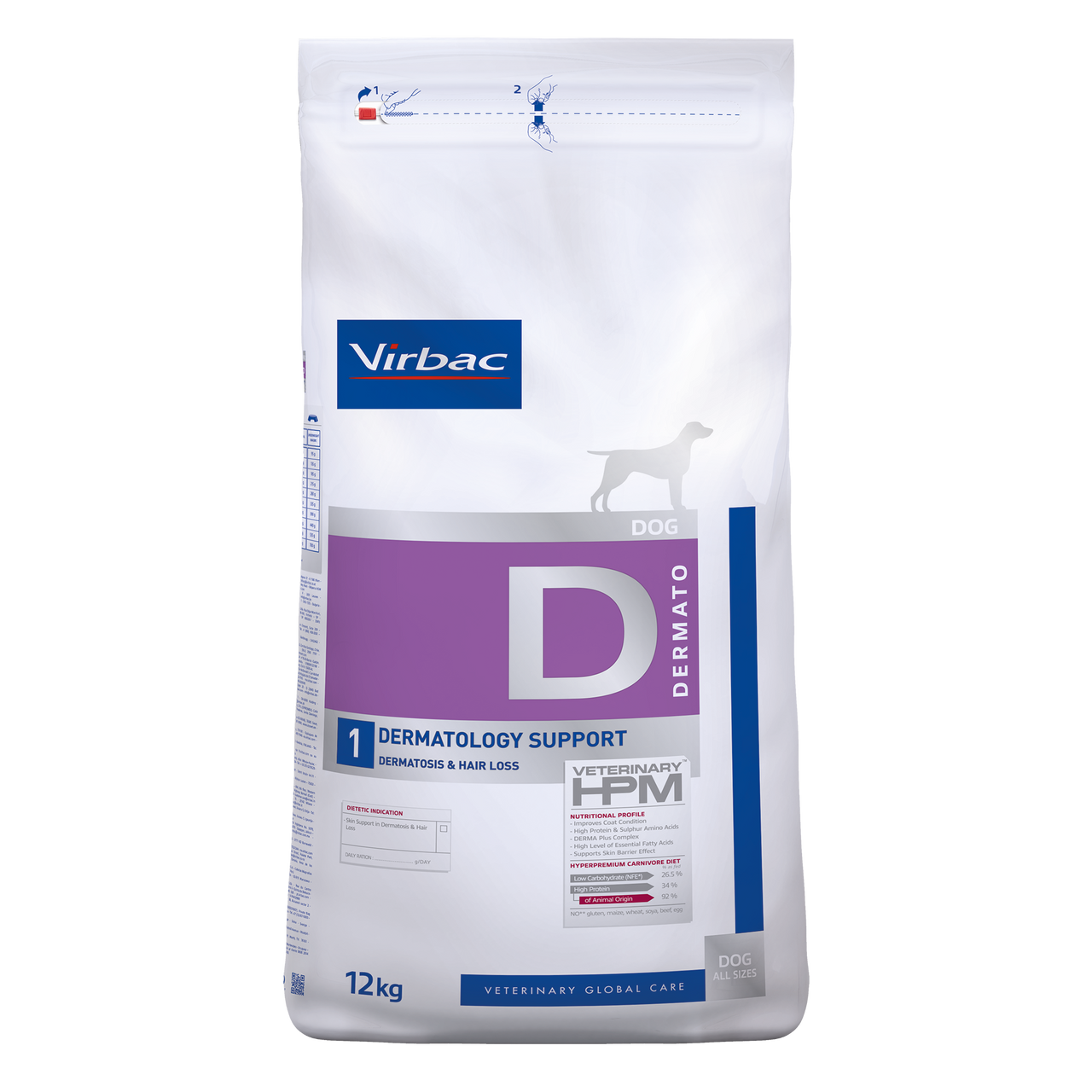 Dermato 1 Torrfoder till Hund - 12 kg - Virbac