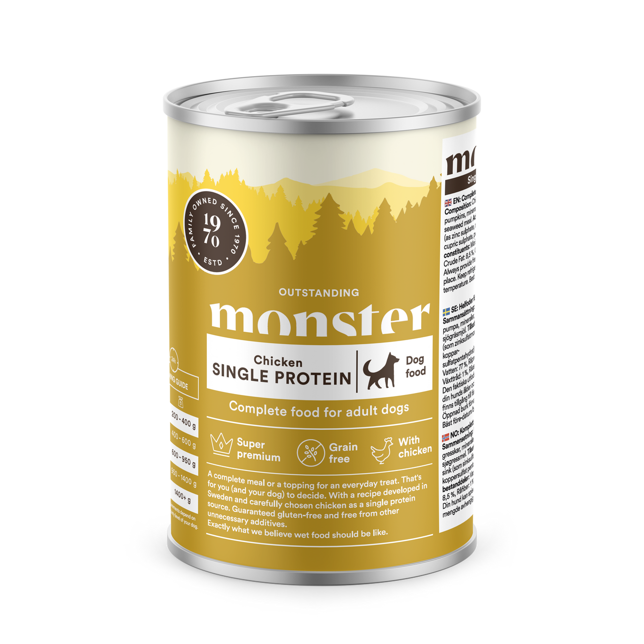 Dog Adult Single Protein Chicken våtfoder - 6 x 400g - Monster