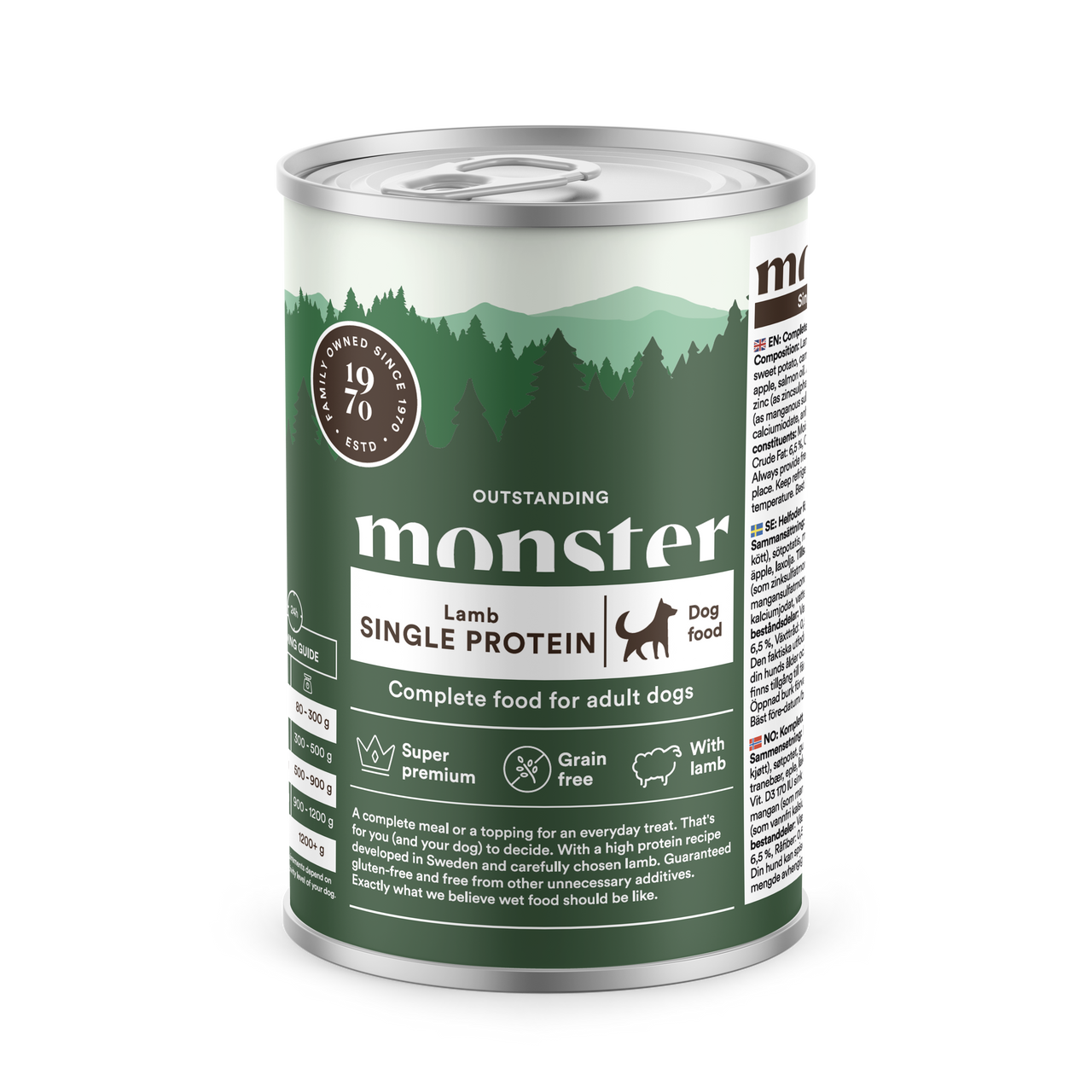 Dog Adult Single Protein Lamb - 6 x 400 g - Monster