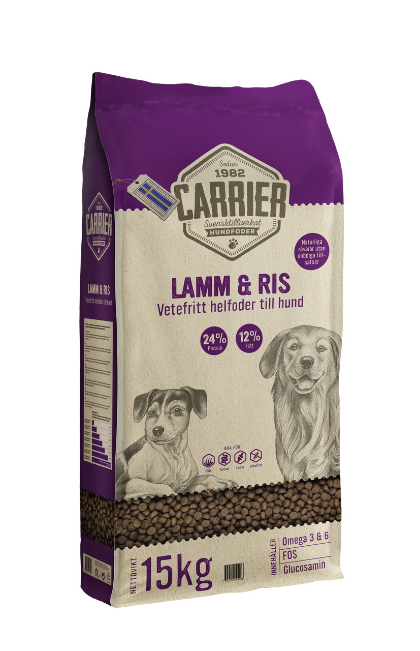 Lamm & Ris Hundfoder - 15 kg - Carrier