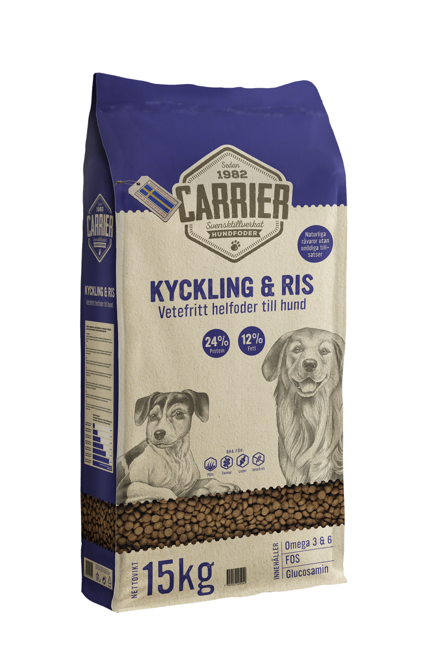 Kyckling & Ris Hundfoder - 15 kg - Carrier