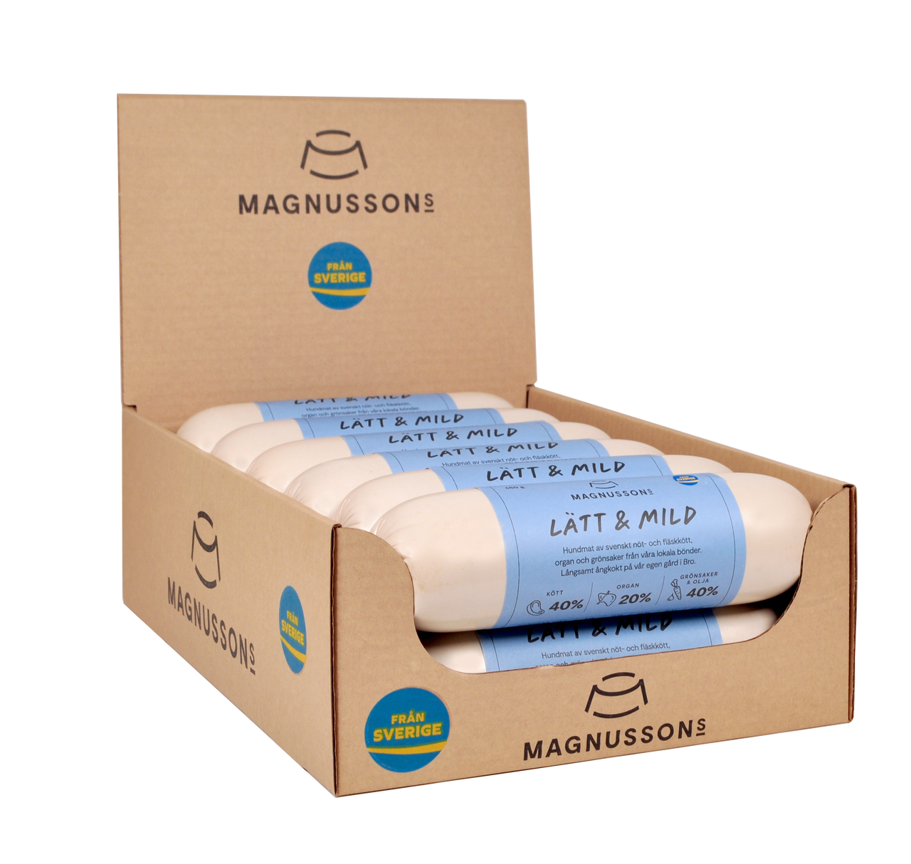 Lätt & Mild, Ångkokt Hundfoder - 12 x 650 g - Magnussons