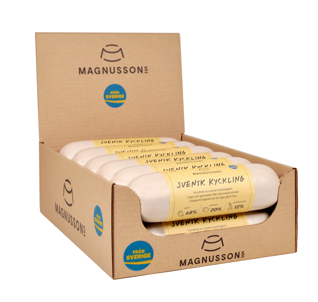 Svensk Kyckling, Ångkokt Hundfoder - 12 x 650 g - Magnussons