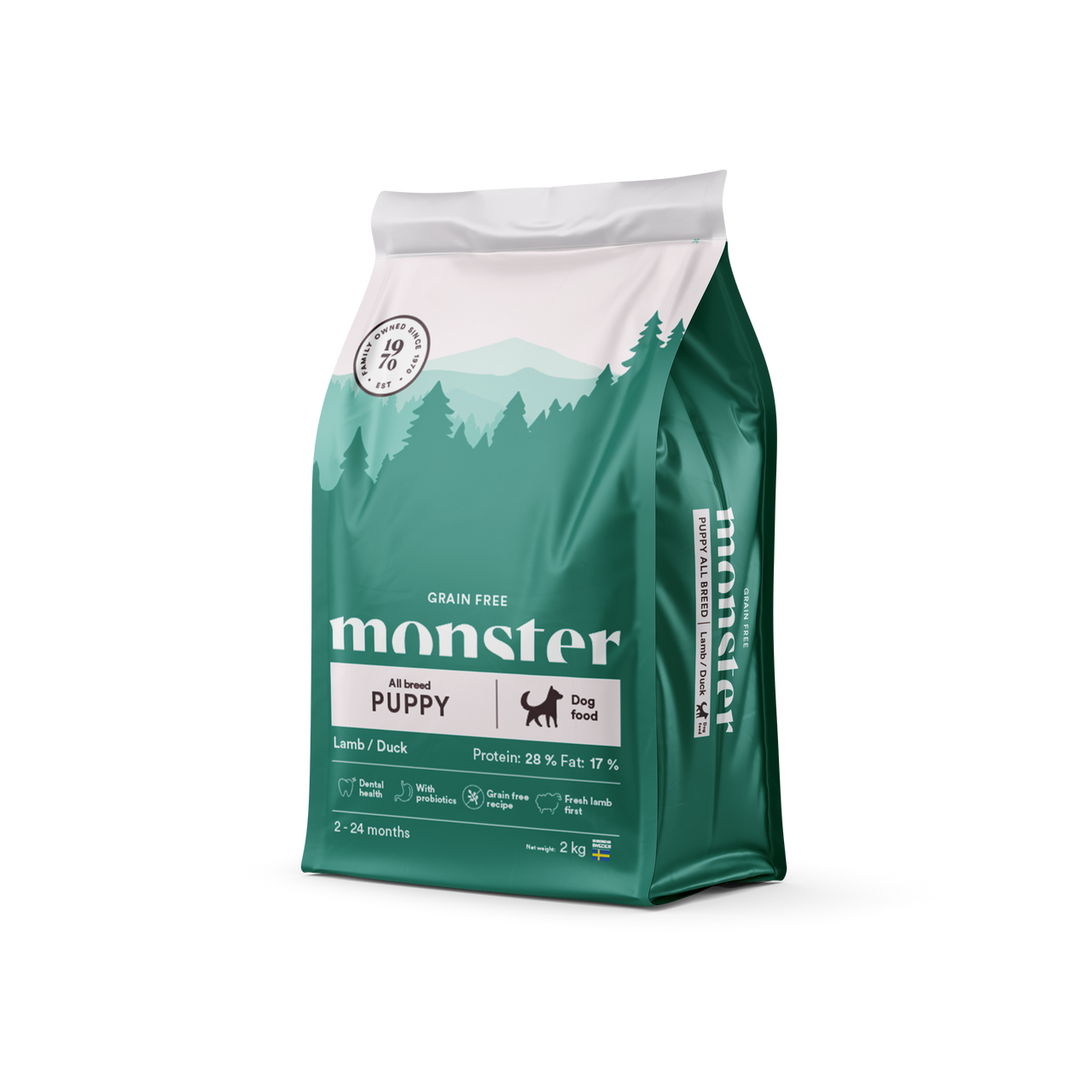 Dog Grain Free Puppy All Breed Lamb/Duck - 2 kg - Monster