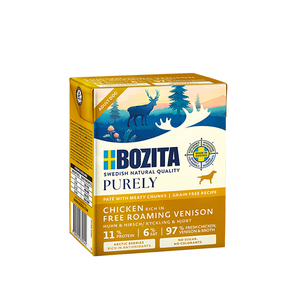 Purely Adult Paté Chicken/Venision Våtfoder för Hund - 6 x 370 g - Bozita