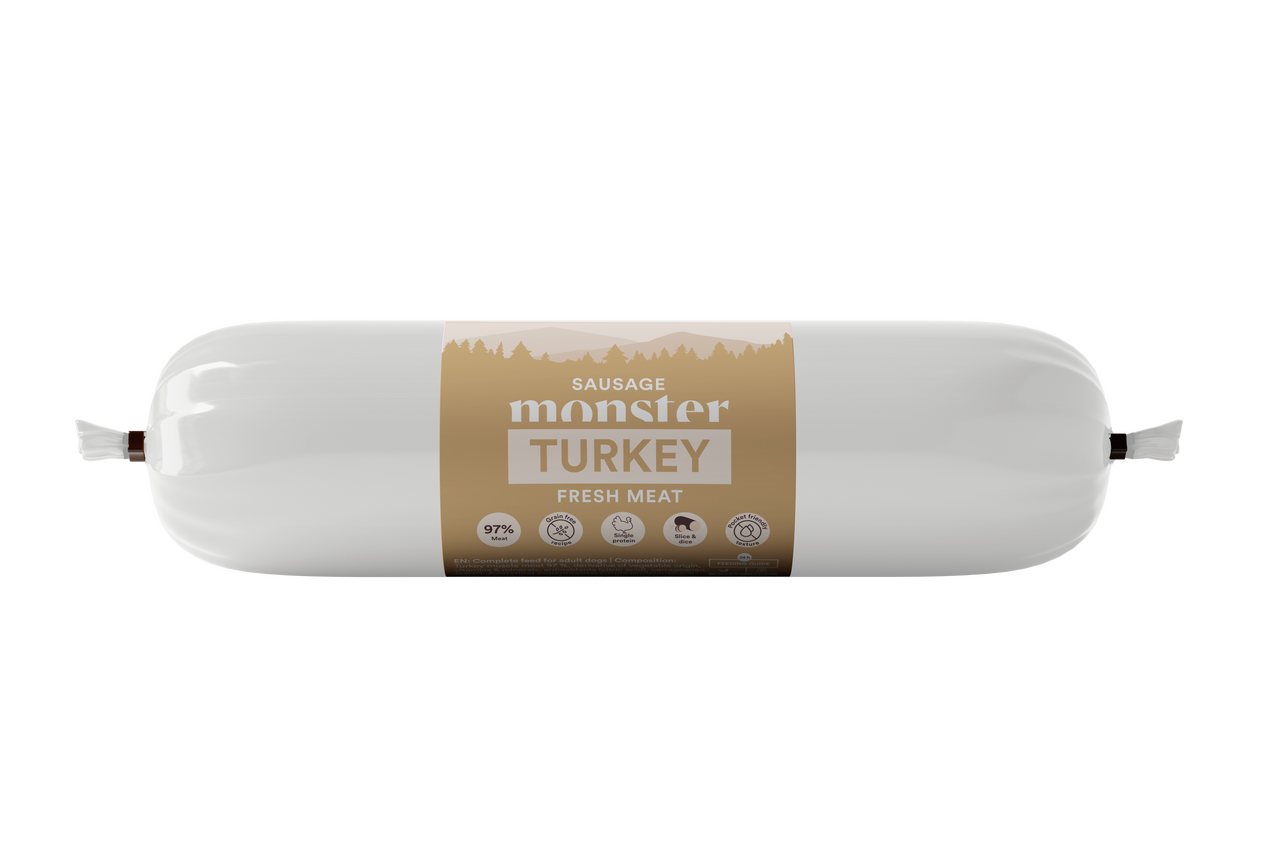 Dog Sausage Turkey Hundfoder - 12 x 400 g - Monster