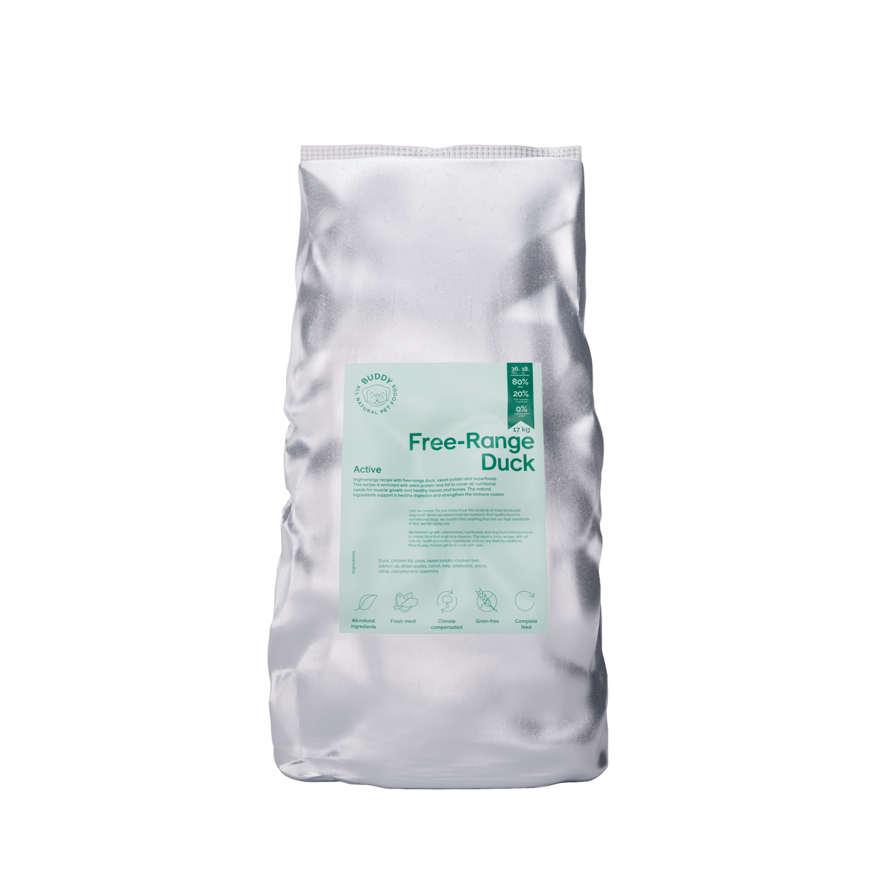 Free-Range Duck Torrfoder för Hund - 17 kg - Buddy Pet Food