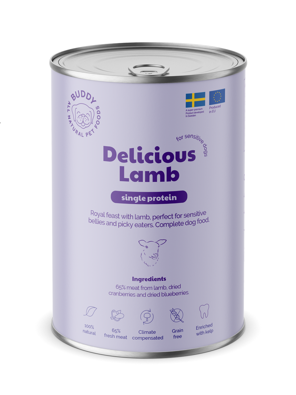 Delicious Lamb Våtfoder för Hund - 6 x 400 g - Buddy Pet Food