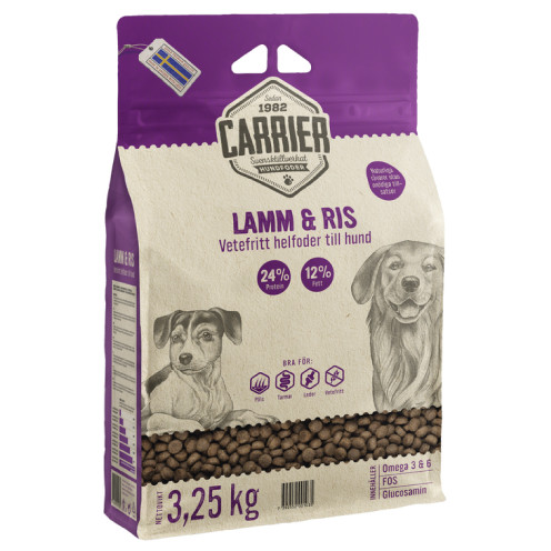 Lamm & Ris Hundfoder - 3,25 kg - Carrier