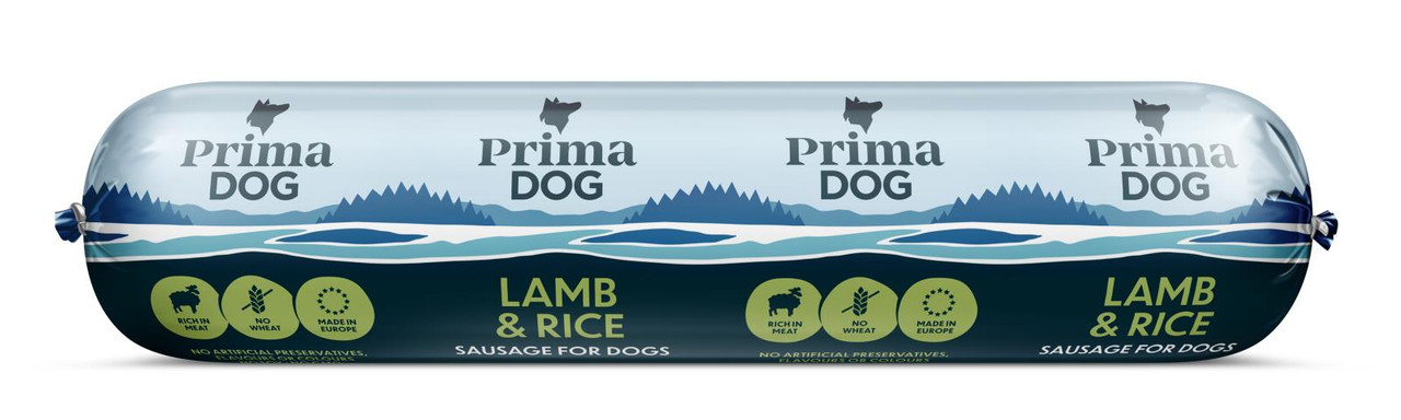 Lamm & Ris Köttkorv Hundfoder - 12 x 800 g - PrimaDog