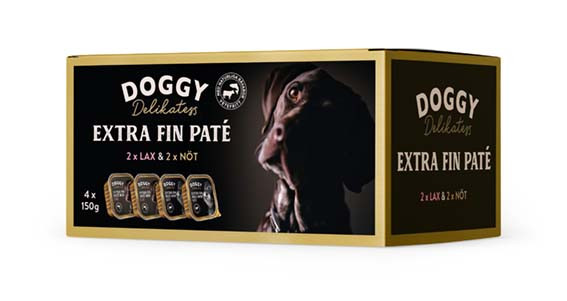 Multibox Extra Fin Paté med Nöt & Lax för hund - 4 x 150 g - Doggy